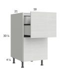 Euro White Grain 18" 2-Drawer Vanity Base Cabinet with 1 Inner Drawer