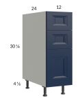 Harbor Navy 12" 3-Drawer Base Cabinet