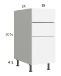 Euro Gloss White 15" 3-Drawer Base Cabinet