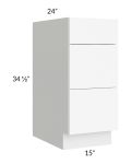 Venetian White Matte 15" 3-Drawer Base Cabinet