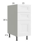 Harbor White 15" 3-Drawer Base Cabinet