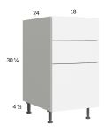 Euro Gloss White 18" 3-Drawer Base Cabinet