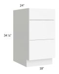 Venetian White Matte 18" 3-Drawer Base Cabinet