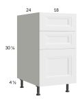Harbor White 18" 3-Drawer Base Cabinet