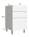 Euro Gloss White 21" 3-Drawer Base Cabinet