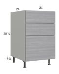 Euro Grey 21" 3-Drawer Base Cabinet