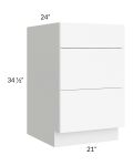 Venetian White Matte 21" 3-Drawer Base Cabinet