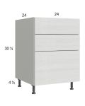 Euro White Grain 24" 3-Drawer Base Cabinet