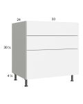 Euro Gloss White 33" 3-Drawer Base Cabinet