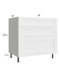 Harbor White 36" 3-Drawer Base Cabinet