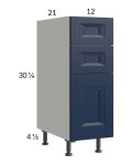 Harbor Navy 12" 3-Drawer Vanity Base Cabinet