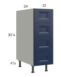 Harbor Navy 12" 4-Drawer Base Cabinet