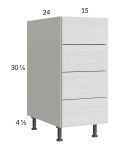 Euro White Grain 15" 4-Drawer Base Cabinet