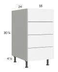 Euro Gloss White 18" 4-Drawer Base Cabinet