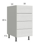 Euro White Grain 18" 4-Drawer Base Cabinet