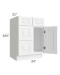 Pearl White 24" Vanity Sink Base Cabinet (Drawers on Left)