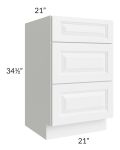 Pearl White 21" Vanity Three Drawer Base Cabinet