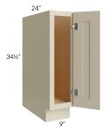 Stratton Khaki Shaker 9" Full Height Door Base Cabinet 