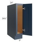 Midtown Blue Shaker 9" Full Height Door Base Cabinet