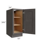 Midtown Dark Grey Shaker 15" Full Height Door Base Cabinet