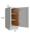 Midtown Painted Grey Shaker 15" Full Height Door Base Cabinet