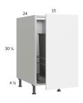 Euro Gloss White 15" Full Height Door Base Cabinet with Single Trashcan Pullout