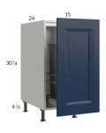 Harbor Navy 15" Full Height Door Base Cabinet with Single Trashcan Pullout