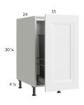 Harbor White 15" Full Height Door Base Cabinet with Single Trashcan Pullout