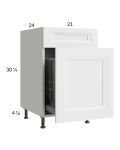 Harbor White 21" Base Cabinet with Single Trashcan Pullout