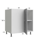 Euro Grey 40" - 43" Full Height Door Blind Base Corner Cabinet