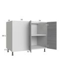 Euro Grey 49" - 52" Full Height Door Blind Base Corner Cabinet 