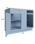 Sky Blue Shaker 45"-48" Blind Base Corner Cabinet