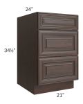 Biscotti Caf?? Glazed 21" 3-Drawer Base Cabinet