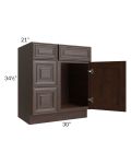 Biscotti Caf?? Glazed 30" Vanity Sink Base Cabinet (Drawers on Left)