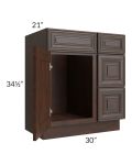 Biscotti Caf?? Glazed 30" Vanity Sink Base Cabinet (Drawers on Right)