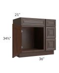 Biscotti Caf?? Glazed 36" Vanity Sink Base Cabinet (Drawers on Right)
