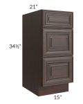Biscotti Caf?? Glazed 15" Vanity Three Drawer Base Cabinet