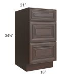 Biscotti Caf?? Glazed 18" Vanity Three Drawer Base Cabinet