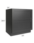 Kingston Steel Grey Shaker 33" 2-Drawer Base Cabinet