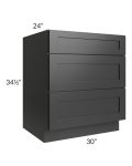 Kingston Steel Grey Shaker 30" 3-Drawer Base Cabinet