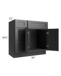 Kingston Steel Grey Shaker 36" Vanity Sink Base Cabinet (Drawers on Left)