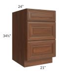 Cambridge Saddle Glaze 21" 3-Drawer Base Cabinet 