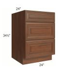 Cambridge Saddle Glaze 24" 3-Drawer Base Cabinet 