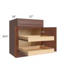 Cambridge Saddle Glaze 27" Base Cabinet with 2 Rollout Trays
