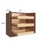 Cambridge Saddle Glaze 27" Full Height Base Cabinet with 3 Rollout Trays
