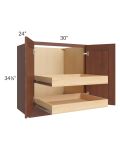 Cambridge Saddle Glaze 30" Full Height Base Cabinet with 2 Rollout Trays