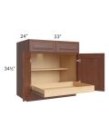 Cambridge Saddle Glaze 33" Base Cabinet with 1 Rollout Tray