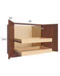 Cambridge Saddle Glaze 36" Full Height Base Cabinet with 2 Rollout Trays