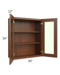 Cambridge Saddle Glaze 30x36 Wall Glass Door Cabinet (Prepped for Glass Doors)