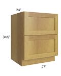 Heritage Amber Shaker 27" 2-Drawer Base Cabinet 